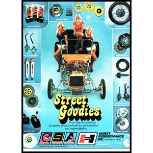 1976 Hurst Performance Street Goodies Vintage Print Ad Blonde Hot Rod Wall Art